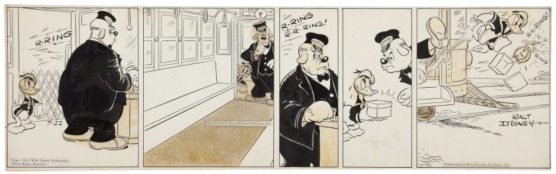 Donald Duck Daily Comic Strip Original Art dated 7-22-43 (King Features Syndicate, 1943)