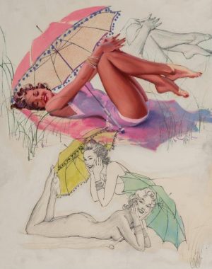 Pin up with umbrella